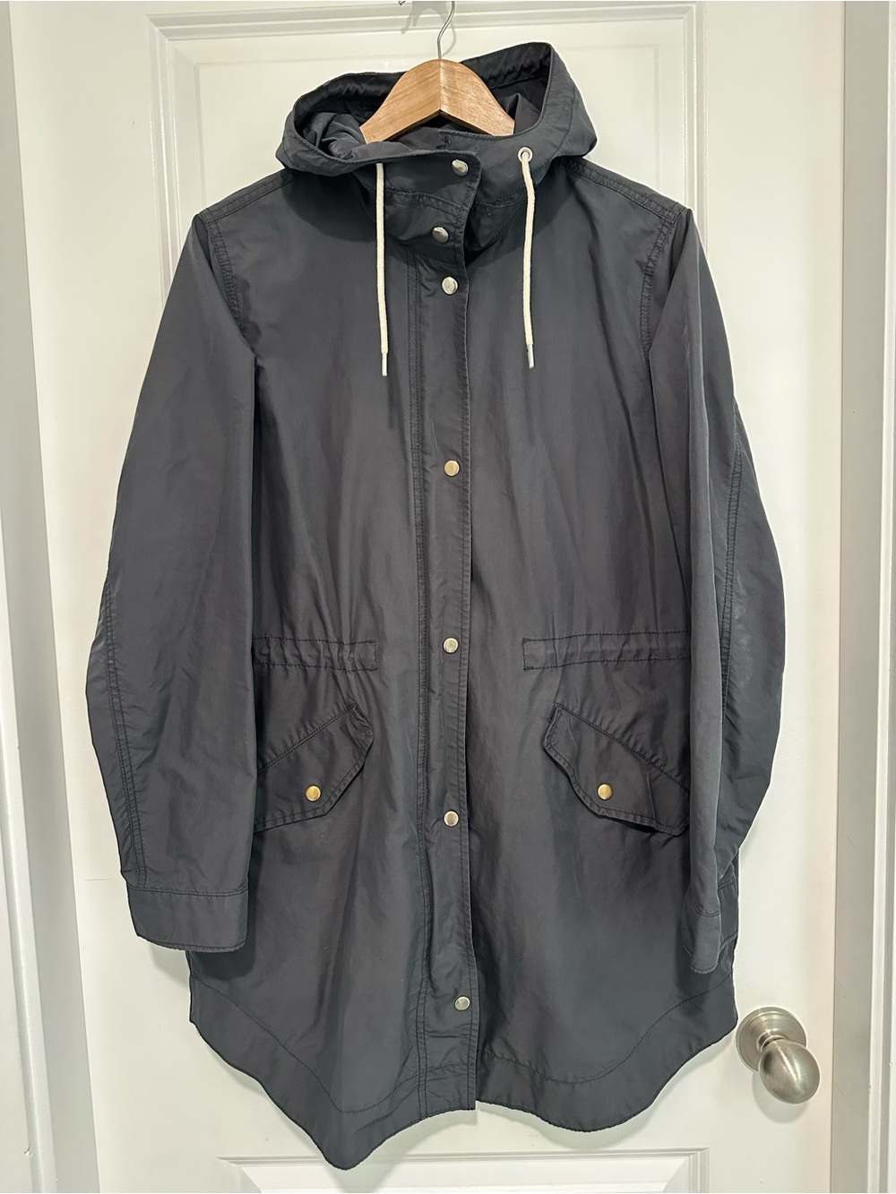 Old Navy Women’s Navy Hooded Lightweight Long Jacket Size Medium Tall